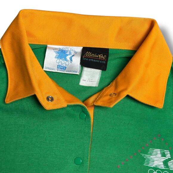 Vintage 1984 Levi’s Olympic Games Official Staff Uniform Green Polo Shirt 80s L - Picture 3 of 7